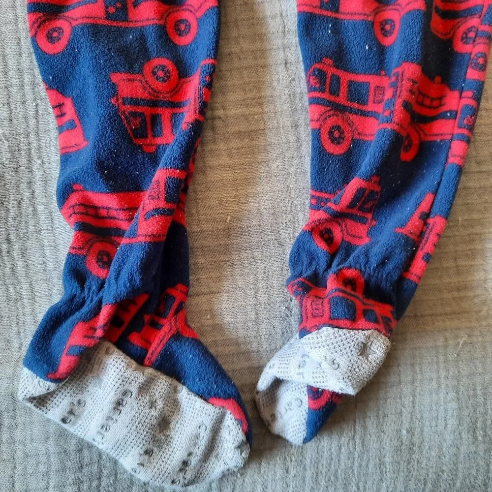 Carter's Red Firetruck Baby Footie Pajama - Navy/Red, Size 18 month old